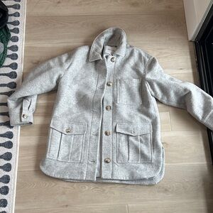 Madewell Light Gray Pea Coat with Button Details